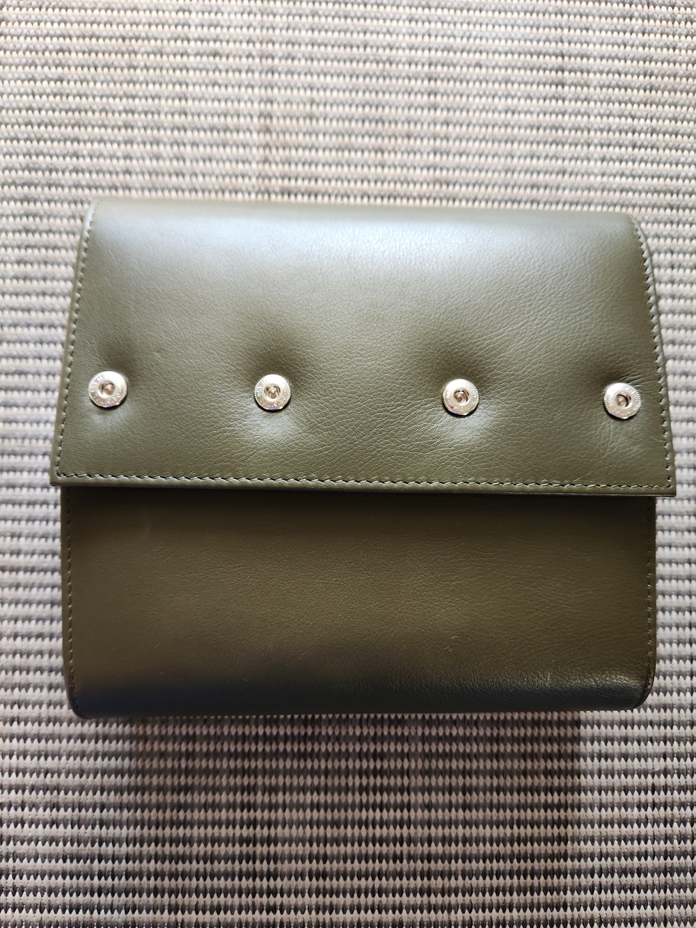 Nappa Dori Olive Green Leather 3 Slot Multi Watch Case Box Roll Ikat Lining
